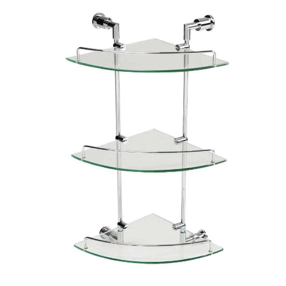 MOYA GLASS SHELF 3 TIER 29497 CHROME H59.80XW12.50XD33 CM