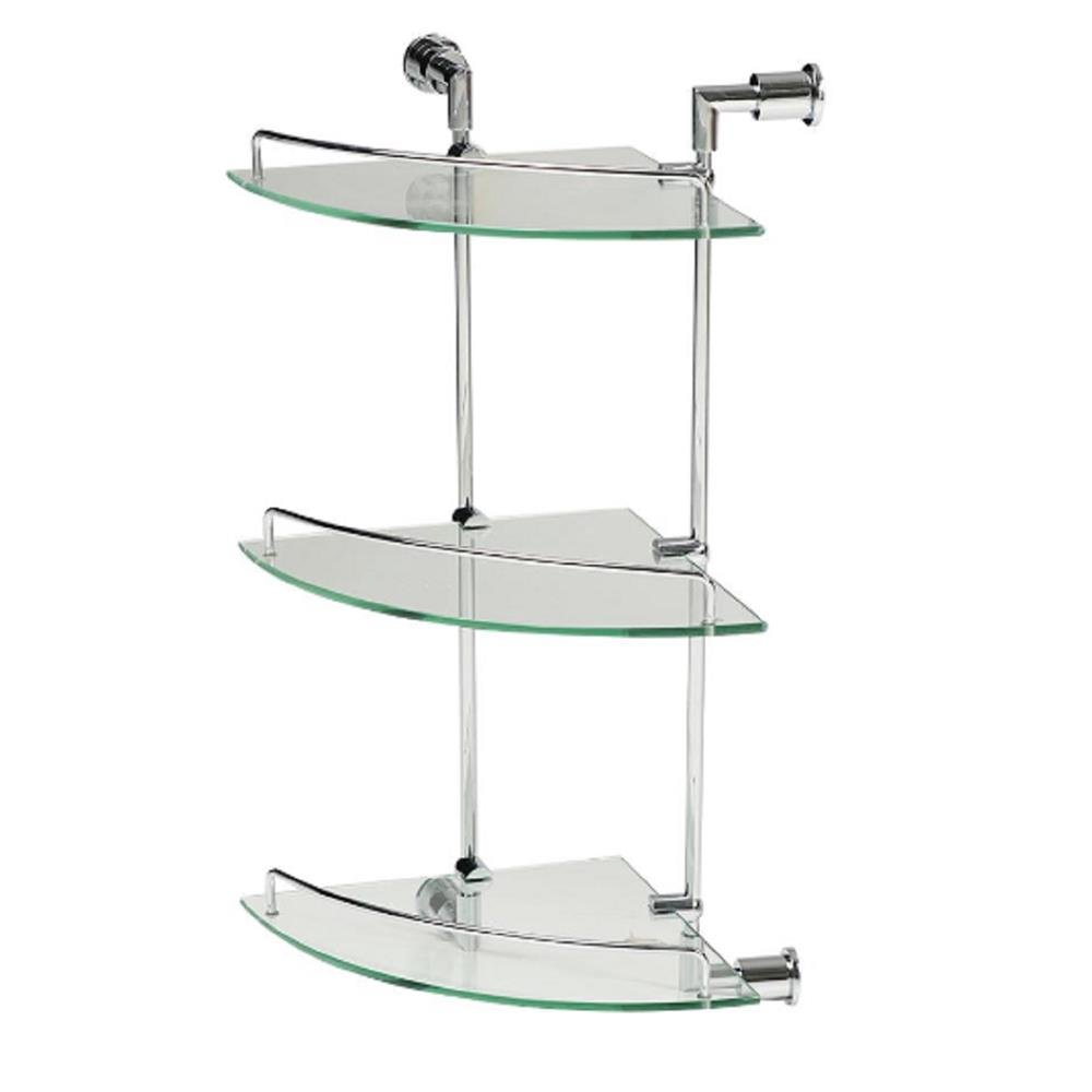 MOYA GLASS SHELF 3 TIER 29497 CHROME H59.80XW12.50XD33 CM