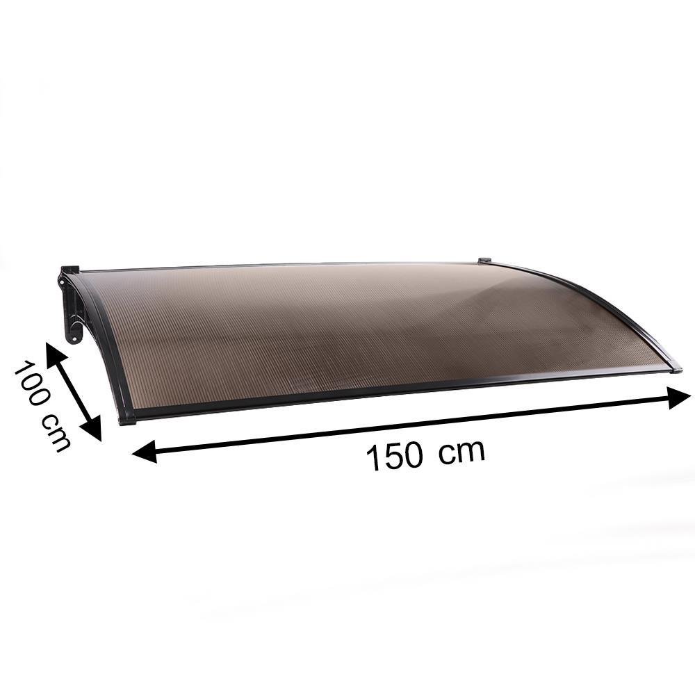 FIXED POLYCARBONATE AWNING SUNSHIELD 100X150CM BROWN