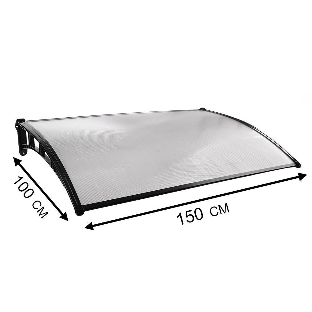 FIXED POLYCARBONATE AWNING SUNSHIELD 100X150CM CLEAR