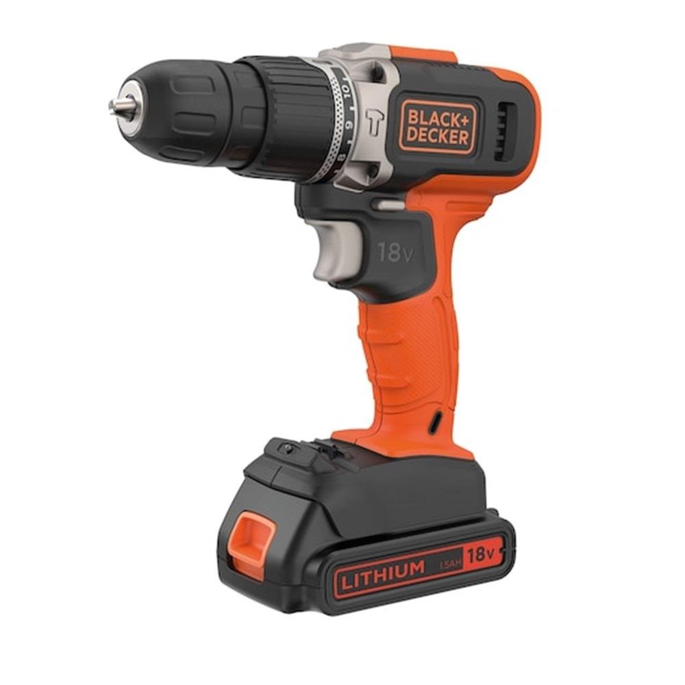 BLACK & DECKER 18V CORDLESS DOUBLE SPEED HAMMER DRILL BCD003C1-B1